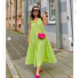 NWT H&M Ruffle-detail Lime Dress